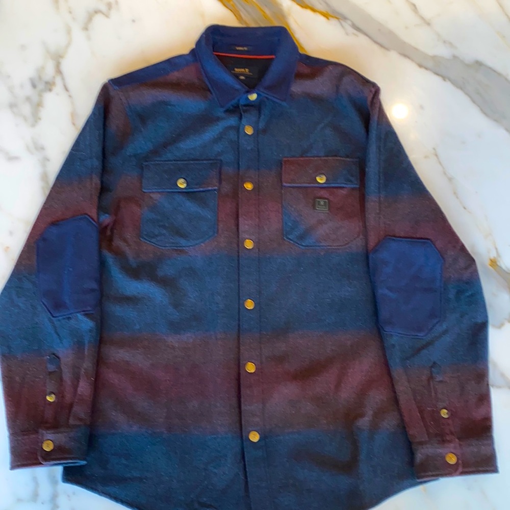 Men's Blue and Brown Shirt